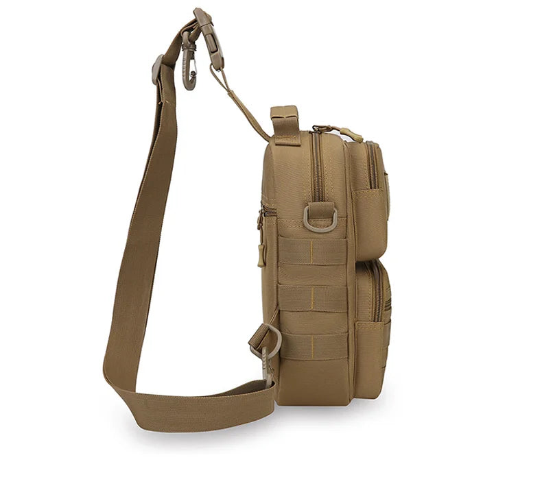 Tactical nylon chest bag adjustable multi-compartment crossbody fanny pack - product image