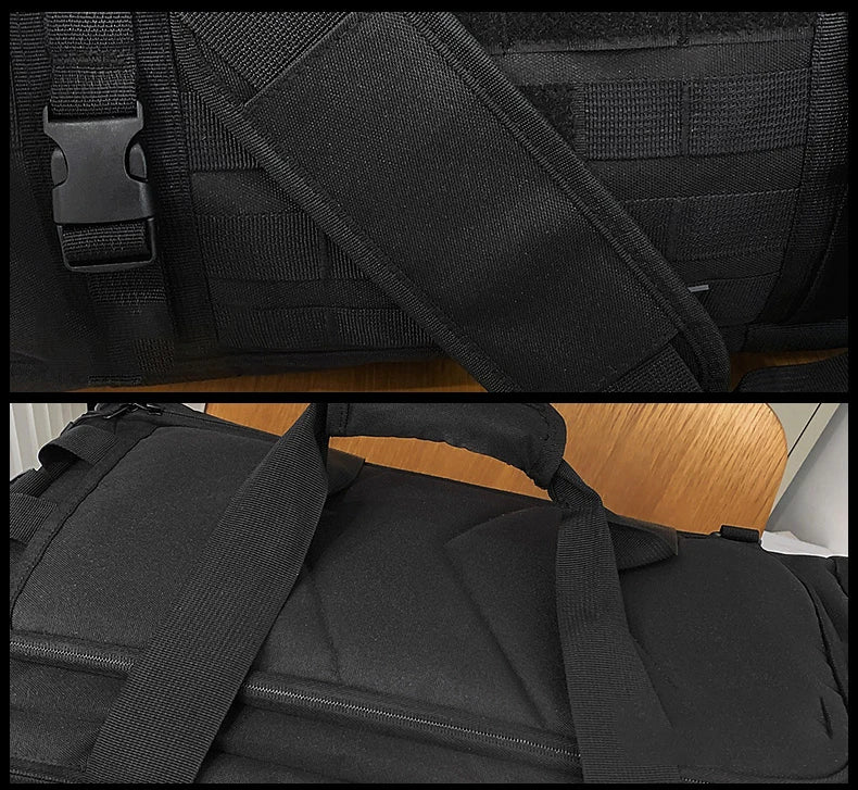 Tactical nylon gym duffel bag with shoe pocket and wet dry separation - product image