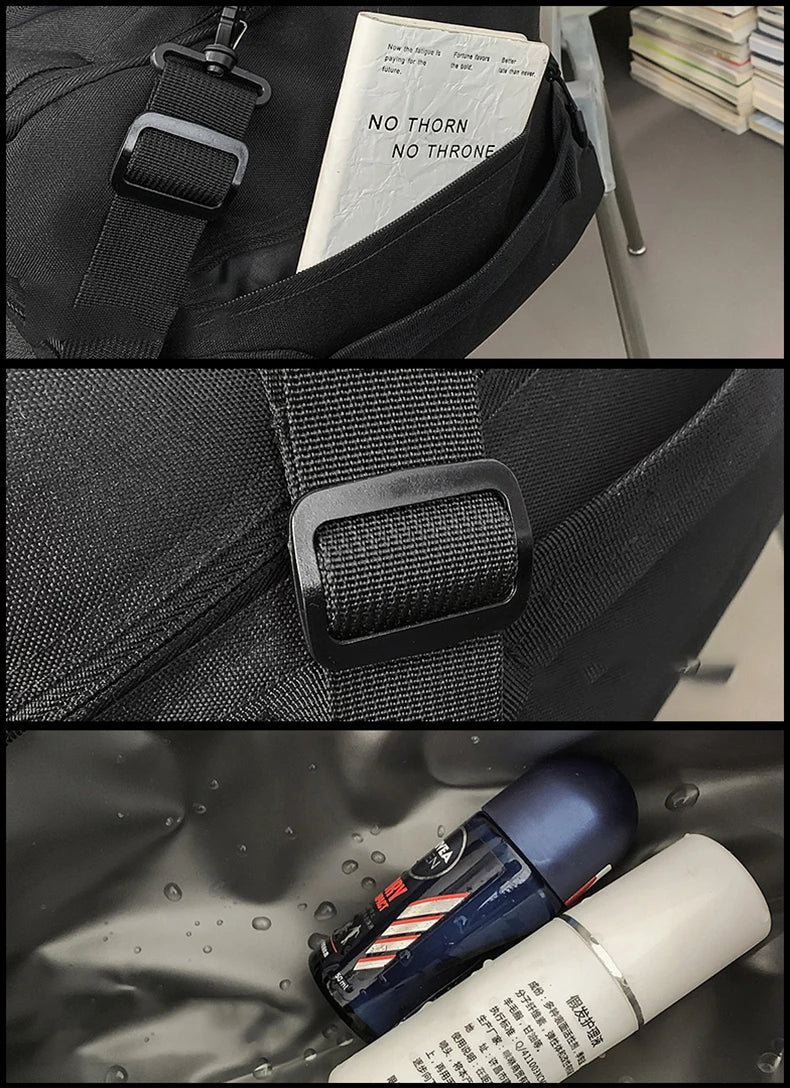 Tactical nylon gym duffel bag with shoe pocket and wet dry separation - product image
