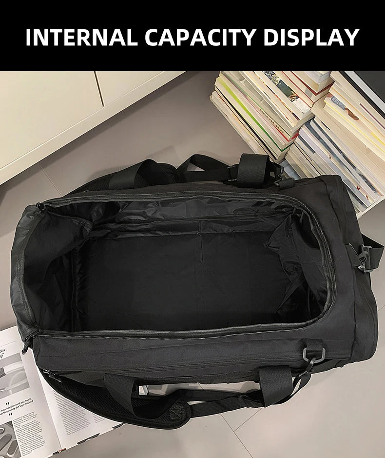 Tactical nylon gym duffel bag with shoe pocket and wet dry separation - product image