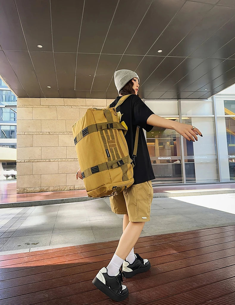 Tactical nylon gym duffel bag with shoe pocket and wet dry separation - product image
