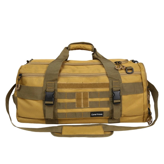 Tactical nylon gym duffel bag with shoe pocket and wet dry separation - product image