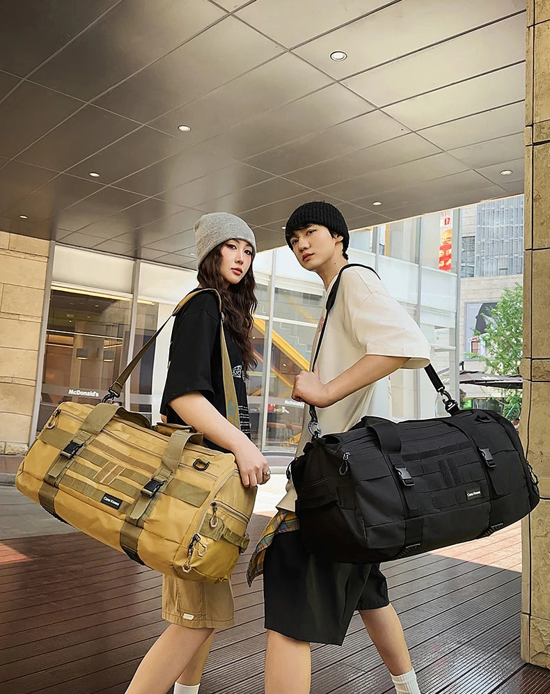 Tactical nylon gym duffel bag with shoe pocket and wet dry separation - product image