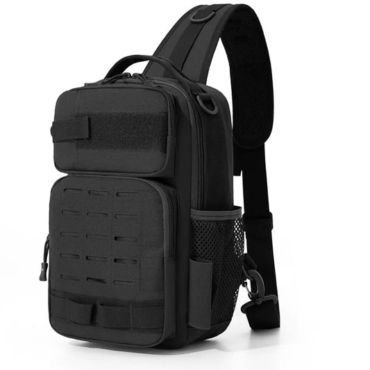 Tactical oxford chest bag large capacity molle system fishing rod holder - product image