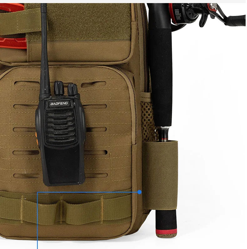 Tactical oxford chest bag large capacity molle system fishing rod holder - product image