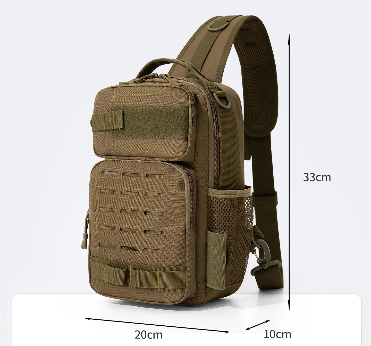 Tactical oxford chest bag large capacity molle system fishing rod holder - product image