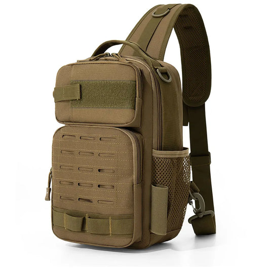 Tactical oxford chest bag large capacity molle system fishing rod holder - product image
