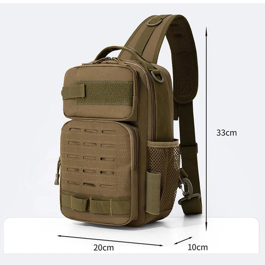 Tactical oxford chest bag large capacity molle system fishing rod holder - product image