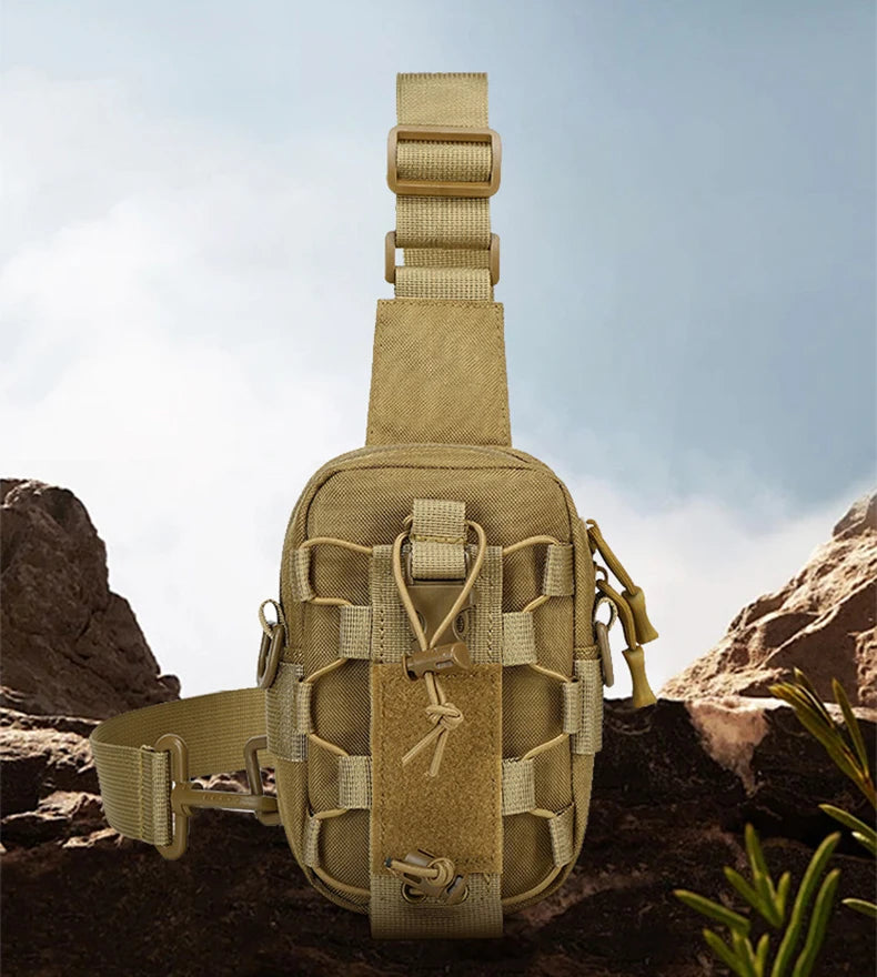 Tactical oxford sling chest bag water-resistant multi-pocket molle system - product image
