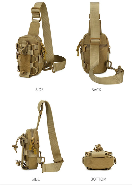 Tactical oxford sling chest bag water-resistant multi-pocket molle system - product image