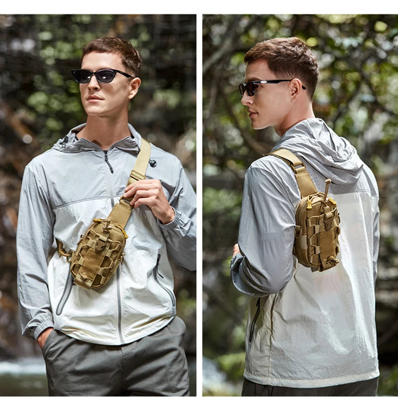 Tactical oxford sling chest bag water-resistant multi-pocket molle system - product image