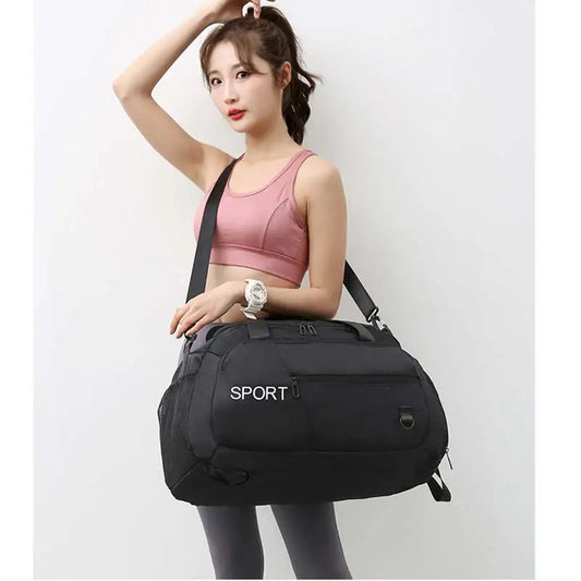 Terylene large capacity fitness gym bag with wet dry separation and shoe pocket - product image