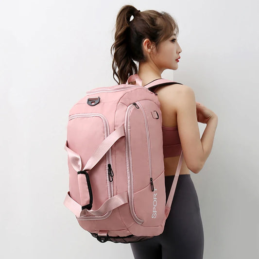Terylene large capacity fitness gym bag with wet dry separation and shoe pocket - product image