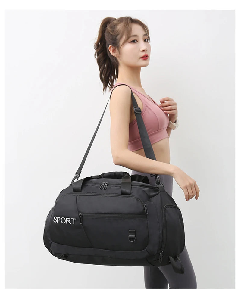 Terylene large capacity fitness gym bag with wet dry separation and shoe pocket - product image