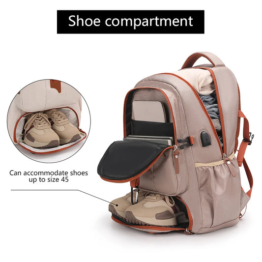 Terylene usb charging climbing backpack large capacity laptop shoe compartment - product image