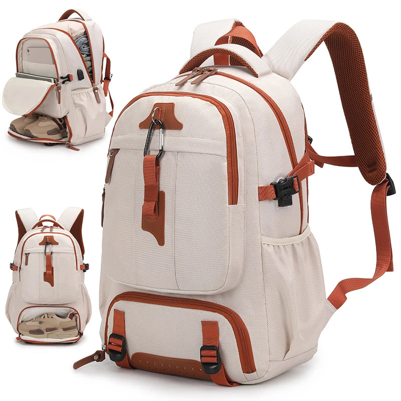 Terylene usb charging climbing backpack large capacity laptop shoe compartment - product image