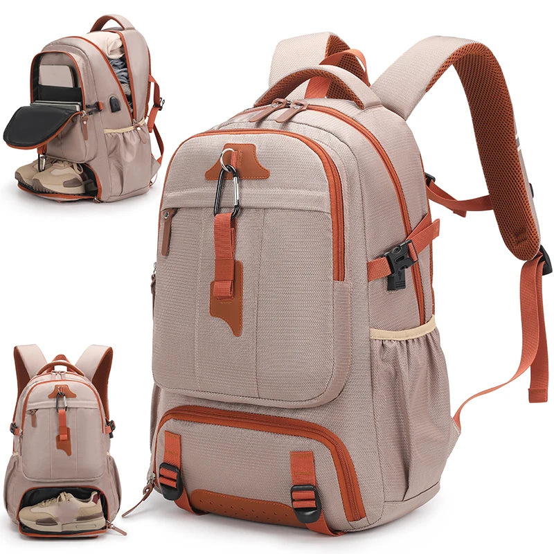 Terylene usb charging climbing backpack large capacity laptop shoe compartment - product image