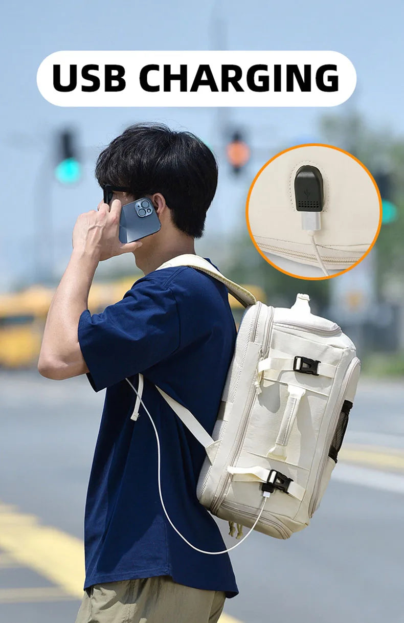 Terylene usb climbing backpack expandable shoe laptop compartments - product image