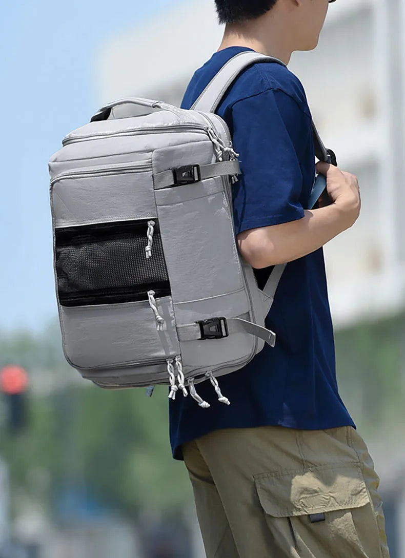 Terylene usb climbing backpack expandable shoe laptop compartments - product image
