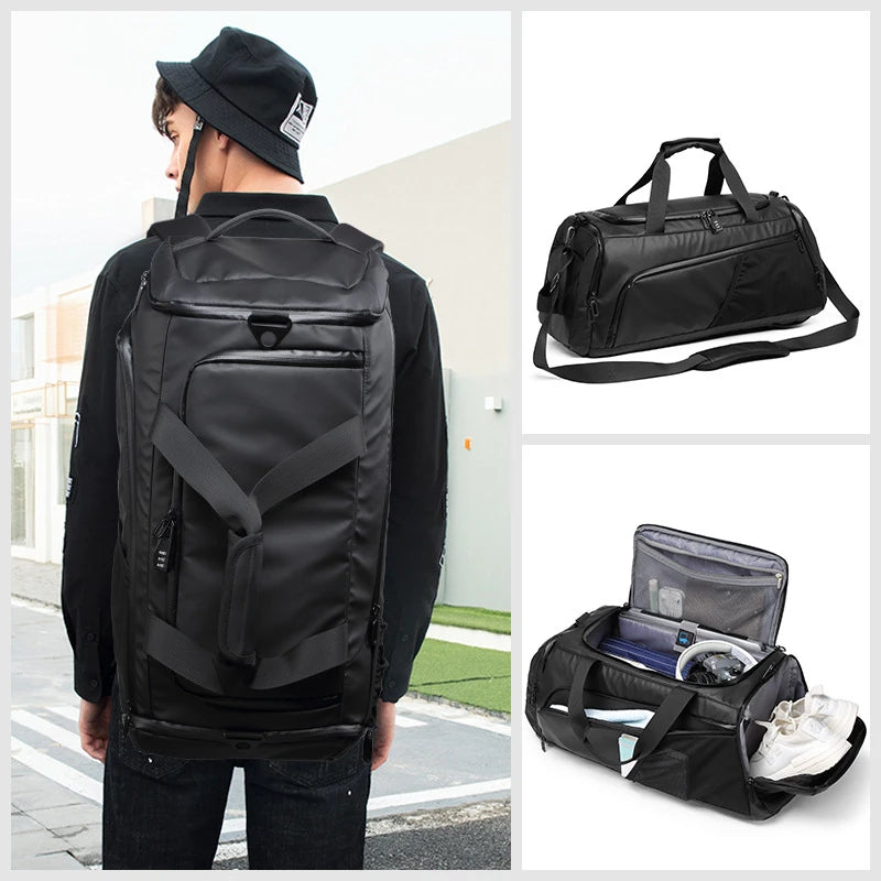 Terylene waterproof large capacity gym fitness bag with dry wet separation - product image