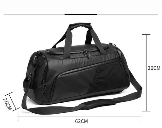 Terylene waterproof large capacity gym fitness bag with dry wet separation - product image