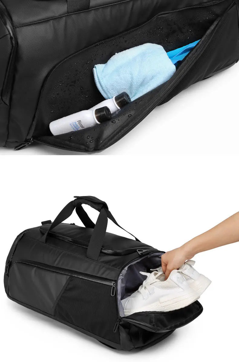 Terylene waterproof large capacity gym fitness bag with dry wet separation - product image