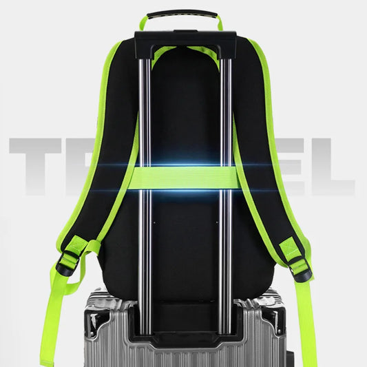 Transparent pvc backpack with multi-compartment storage and trolley sleeve - product image
