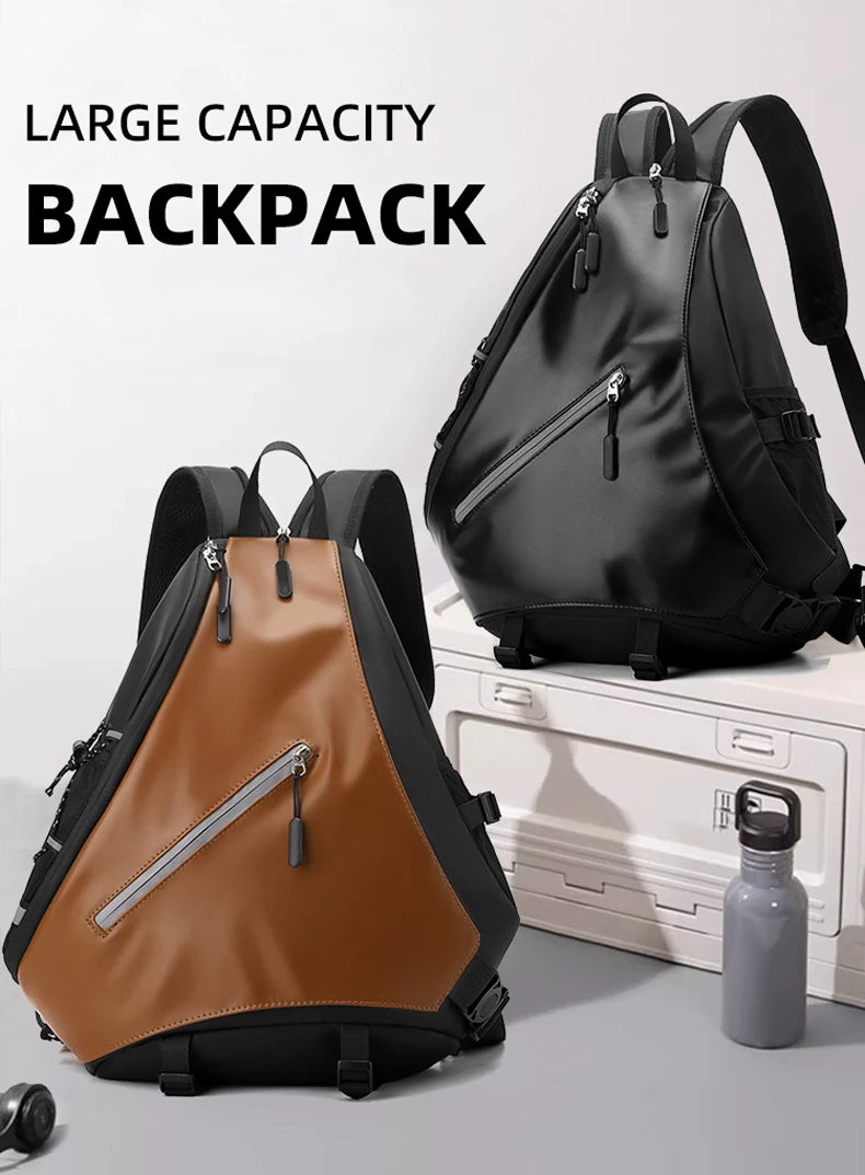 Triangle climbing backpack pu large capacity reflective stripes detachable strap - product image