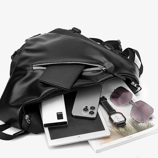 Triangle climbing backpack pu large capacity reflective stripes detachable strap - product image