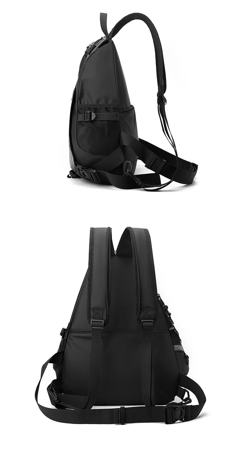 Triangle climbing backpack pu large capacity reflective stripes detachable strap - product image