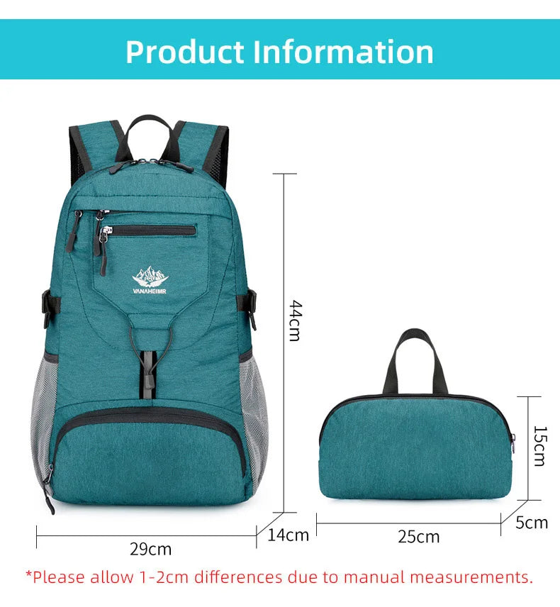 Ultralight foldable nylon camping hiking backpack with multi pockets - product image