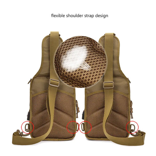 Usb charging nylon chest bag camouflage multi-compartment shoulder sling - product image