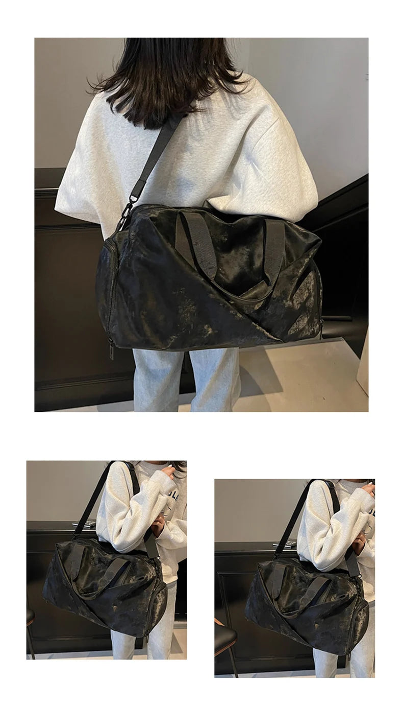 Velvet sport duffel bag dry wet separation multi-pocket adjustable shoulder strap - product image