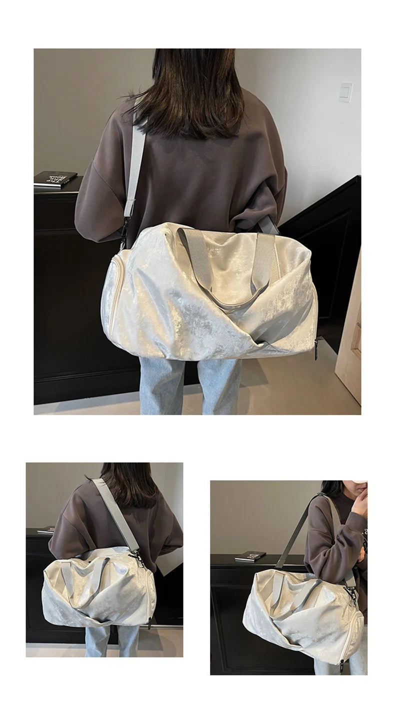Velvet sport duffel bag dry wet separation multi-pocket adjustable shoulder strap - product image