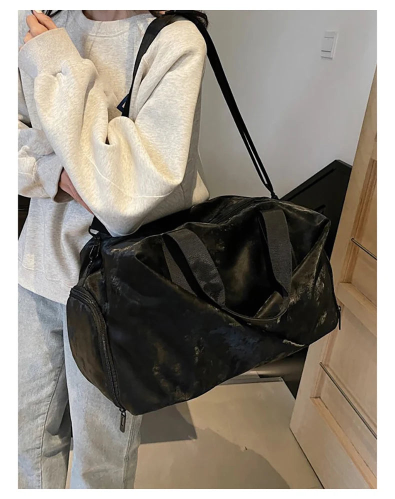 Velvet sport duffel bag dry wet separation multi-pocket adjustable shoulder strap - product image