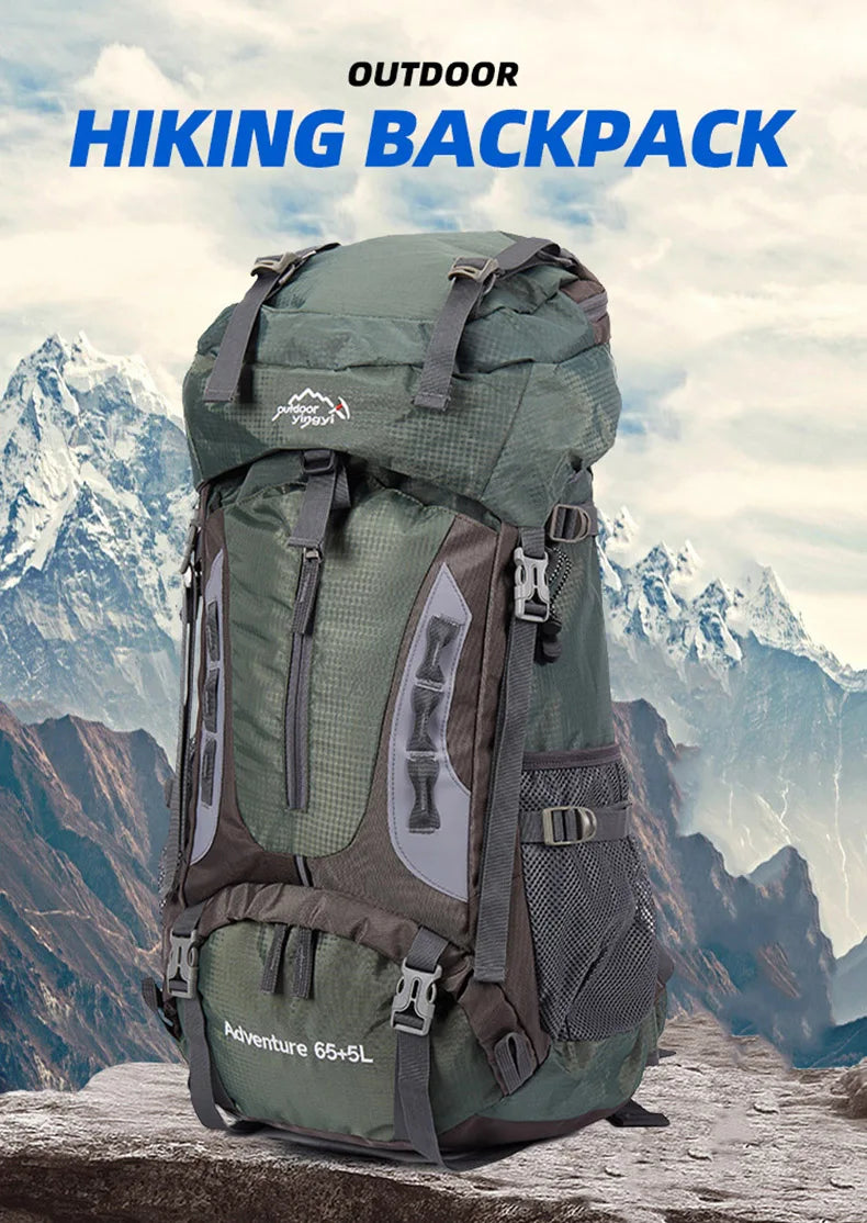 Waterproof 70l nylon hiking backpack multi compartments rain cover - product image