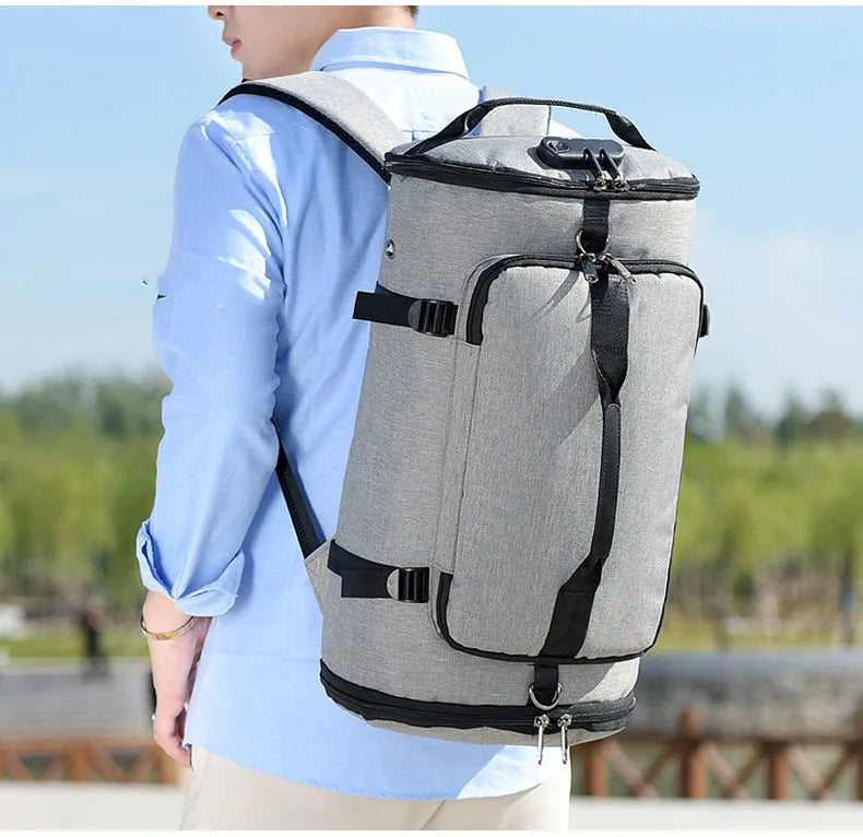 Waterproof nylon anti-theft gym backpack with usb port and shoe compartment - product image