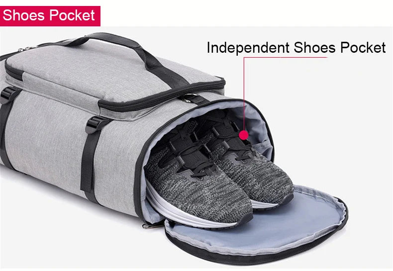 Waterproof nylon anti-theft gym backpack with usb port and shoe compartment - product image