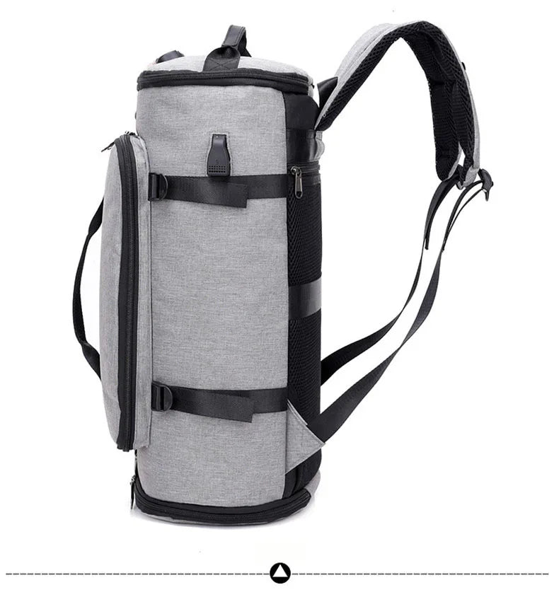 Waterproof nylon anti-theft gym backpack with usb port and shoe compartment - product image