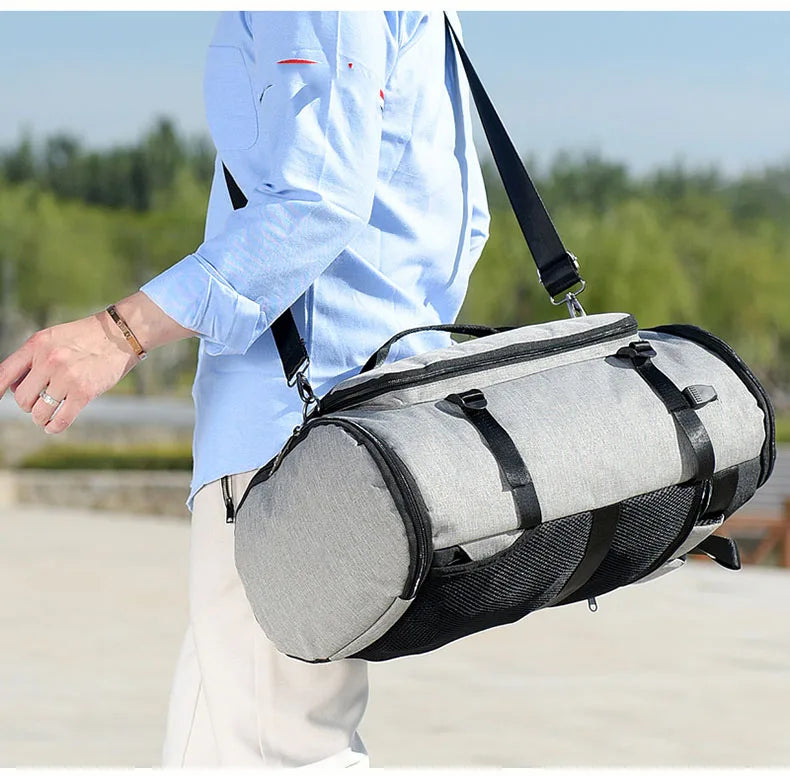Waterproof nylon anti-theft gym backpack with usb port and shoe compartment - product image