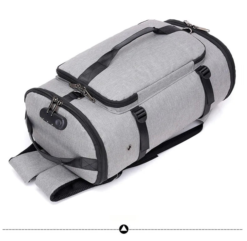 Waterproof nylon anti-theft gym backpack with usb port and shoe compartment - product image
