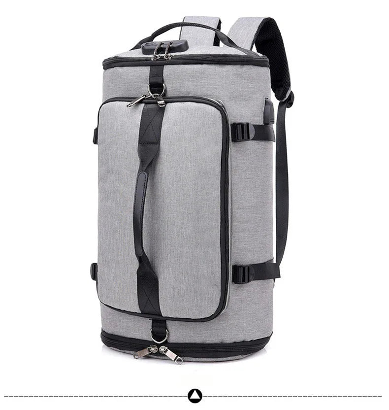 Waterproof nylon anti-theft gym backpack with usb port and shoe compartment - product image