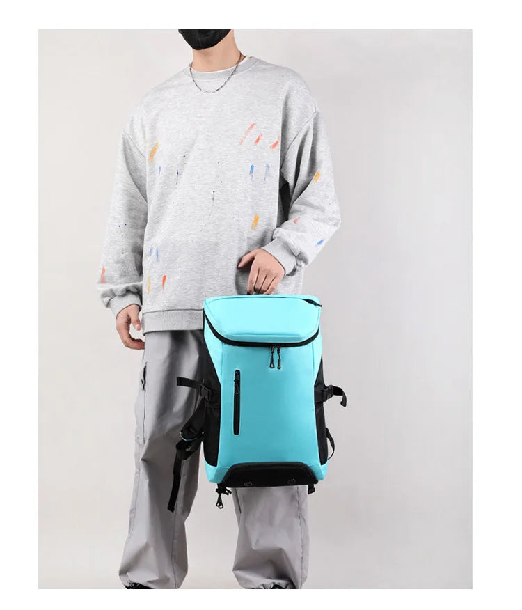 Waterproof nylon fitness sports backpack shoes pocket large capacity multi-compartment - product image