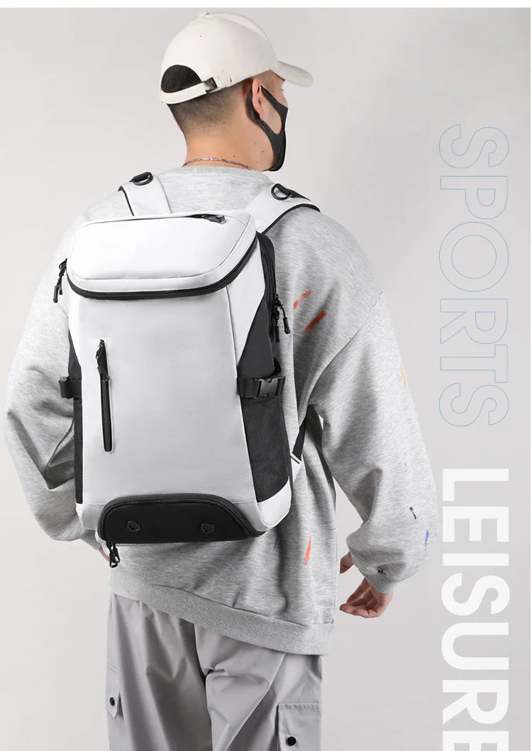 Waterproof nylon fitness sports backpack shoes pocket large capacity multi-compartment - product image