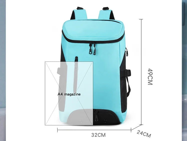 Waterproof nylon fitness sports backpack shoes pocket large capacity multi-compartment - product image