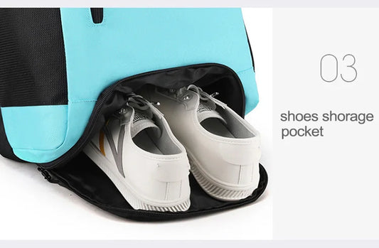 Waterproof nylon fitness sports backpack shoes pocket large capacity multi-compartment - product image