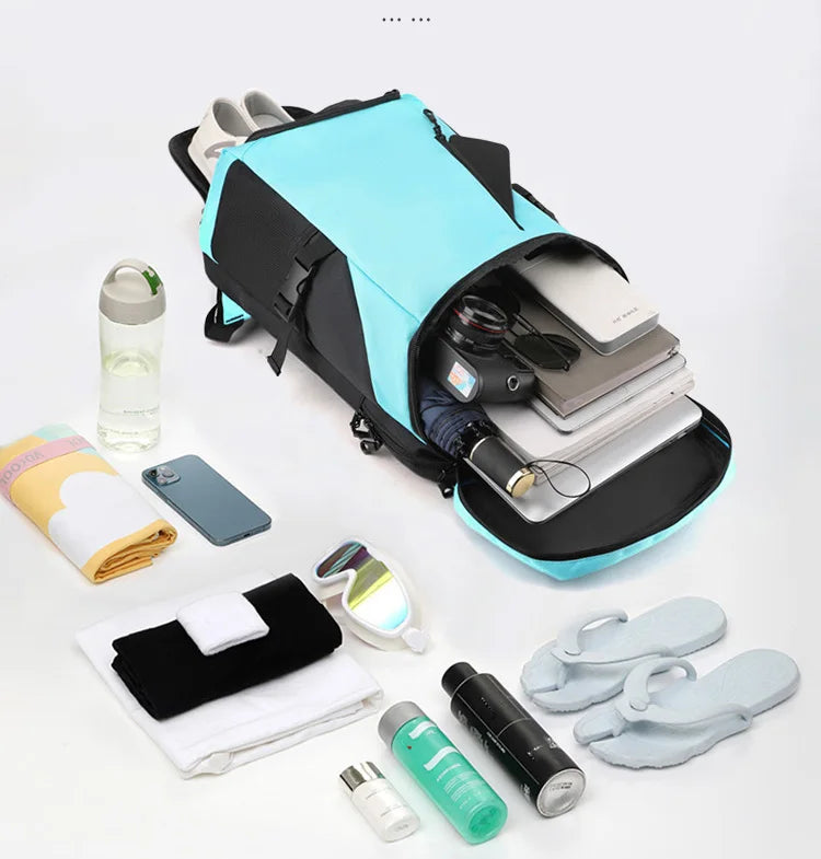Waterproof nylon fitness sports backpack shoes pocket large capacity multi-compartment - product image
