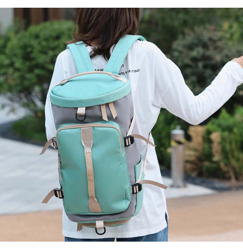 Waterproof nylon gym backpack with shoe pocket and multiple compartments - product image