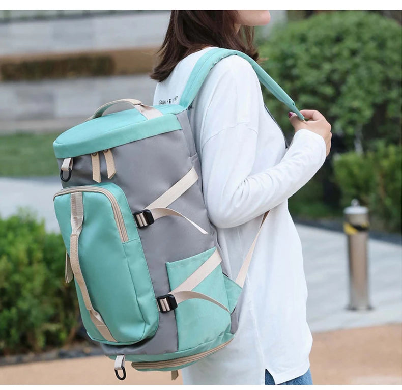 Waterproof nylon gym backpack with shoe pocket and multiple compartments - product image