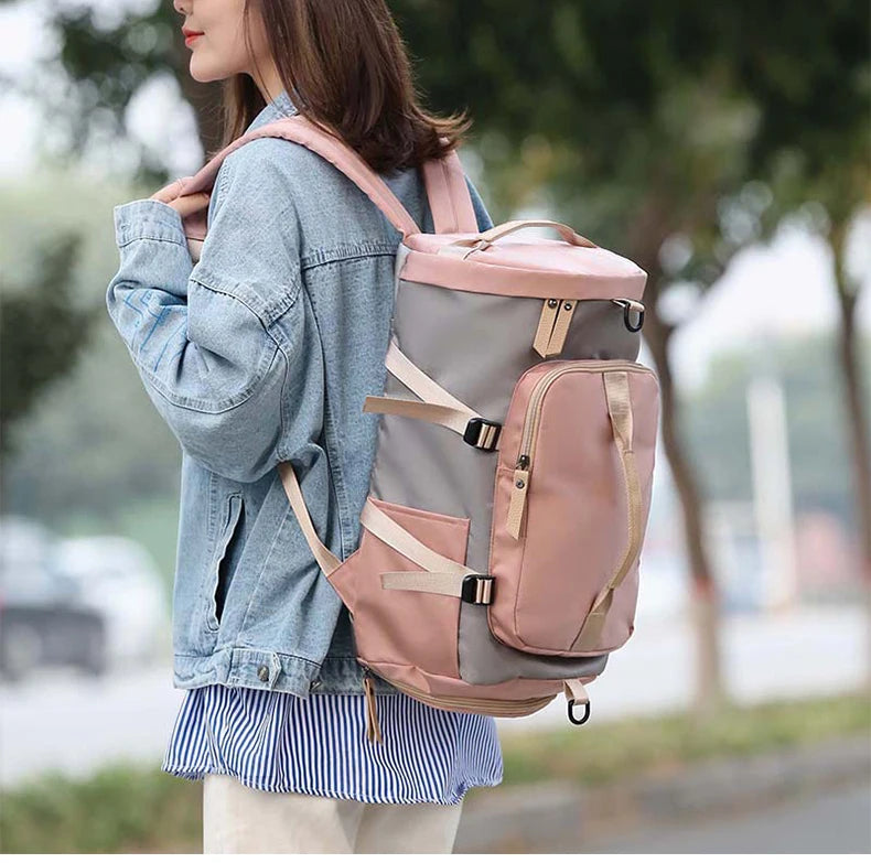 Waterproof nylon gym backpack with shoe pocket and multiple compartments - product image